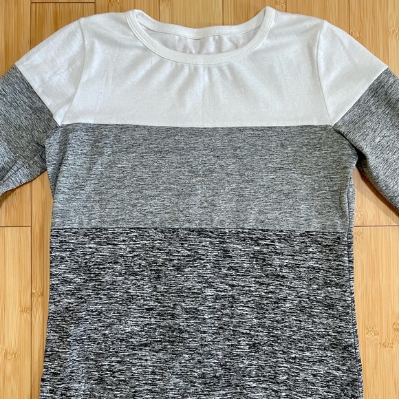 Colorblock black and white heathered crew neck lightweight sweatshirt - Picture 4 of 6